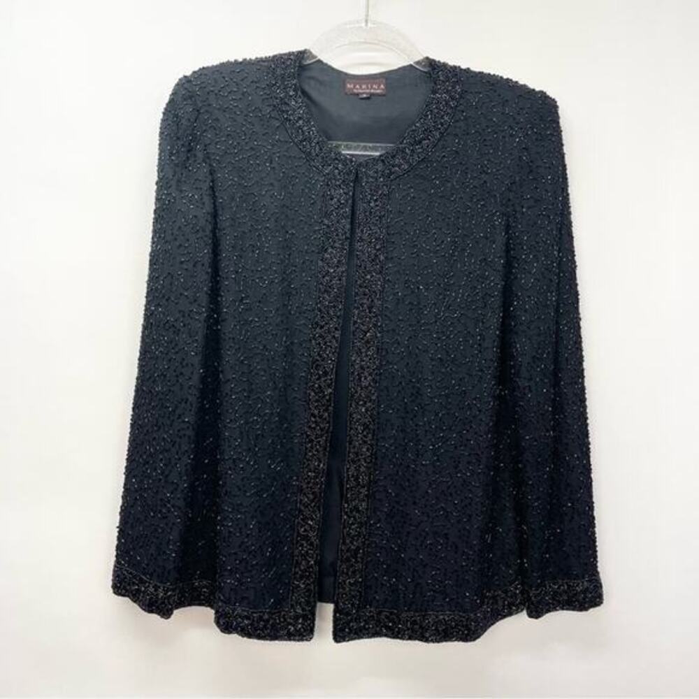Vintage‎ 90's Marina Beaded Silk Dress Jacket Blazer Size Small